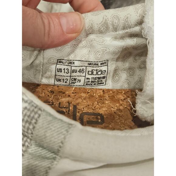 Hey dudes wally mens 13 linen white loafer casual slip on preppy coastal dad - Picture 5 of 8